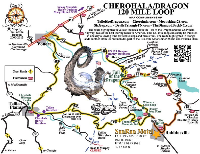 Cherohala & Tail of the Dragon Loop Map